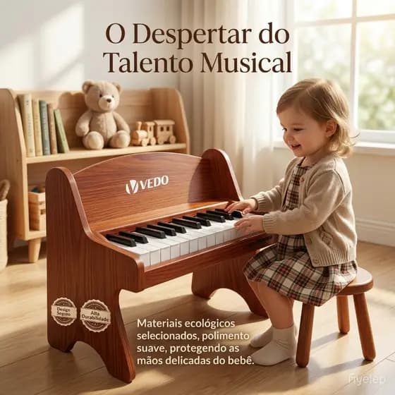 Teclado de piano infantil VEDO, piano digital infantil de 25 teclas, volume ajustável, mini instrumento musical educativ