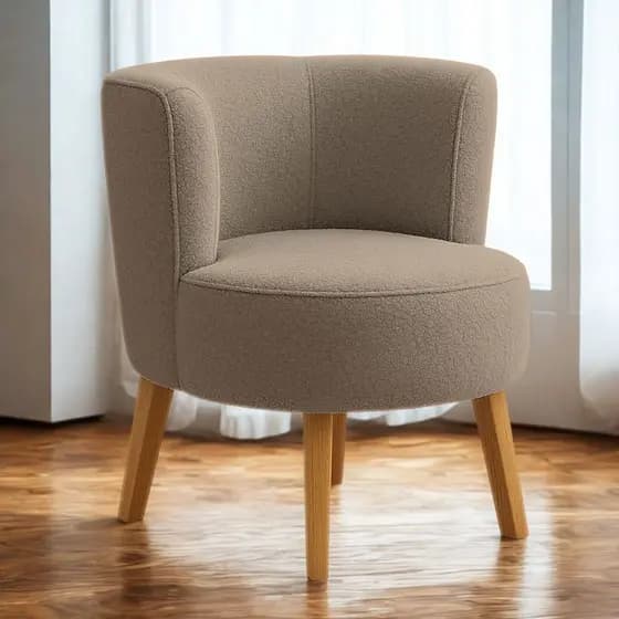 Cadeira Moderna para Sala de Espera Tecido Bouclê Confortável Ergonômica Pés de Madeira Resistente
