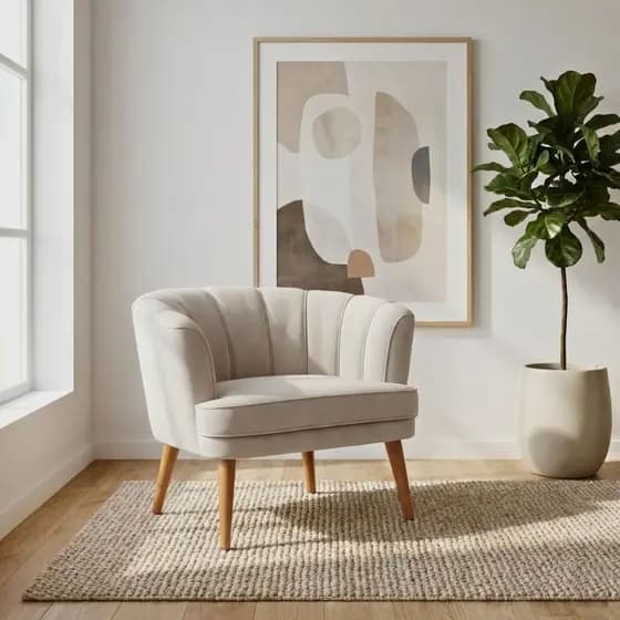 Poltrona para Sala de Estar Estofada Decorativa Moderna Pés de Madeira Reforçado Ergonômica