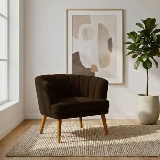 Poltrona Estofada Moderna para Sala de Estar Aconchegante Tecido Veludo Ergonômica Pés Palito