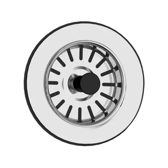 Válvula Escoamento Inox Pia Cozinha 3.1/2 Puxador Preto