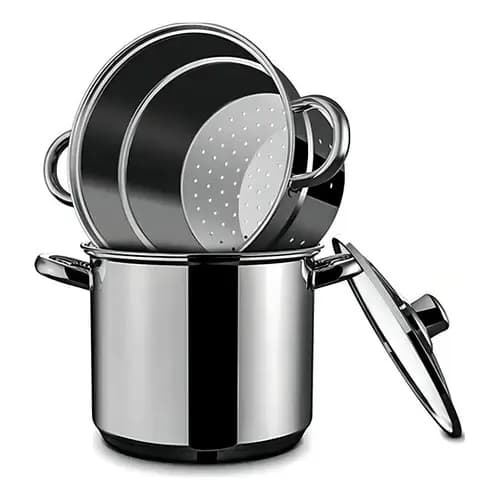Panela Espagueteira 5 Litros 20 Cm Aço Inox Macarrão Brinox Inox