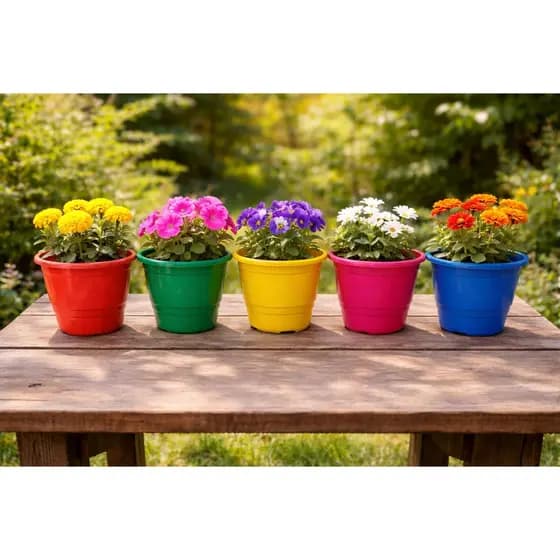 Kit 5 Vasos Coloridos Resistente Pote 17 2,3 Litros Vasinhos Decorativos Mudas Plantas Flores Jardim
