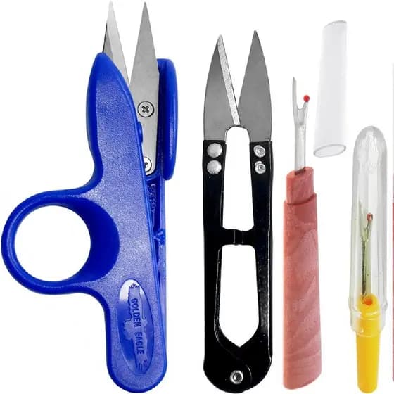 Kit Arremate Limpeza Costura Corte Linha Acabamento Textil Tesouras Demanchador Costura