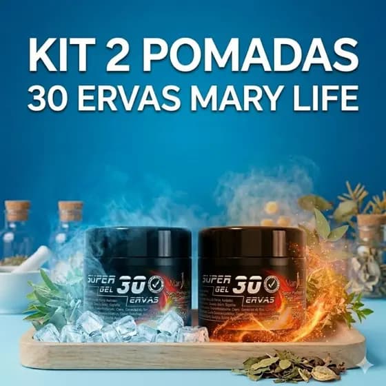 Kit 2 Pomada 30 Ervas Mary Life 250g Massageadora Alívio Muscular Bio Instinto esquenta e esfria