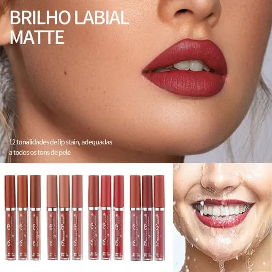 Mate Baton Batom Brilho Labial Feminino Brilho Conjunto de 3 batons fosco aveludado Veludo Matte Baton Batom