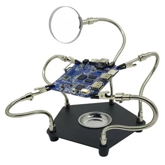 Bancada de manutenção garras auxiliar PCB soldagem