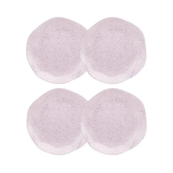 KIT 4 Pratos Sobremesa 21,5cm Pink Porcelana Oxford