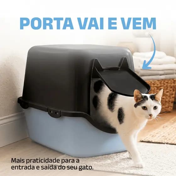 Caixa de Areia Fechada Alta Funda Gatos Pet Grande Banheiro Sanitario Bandeja Furba
