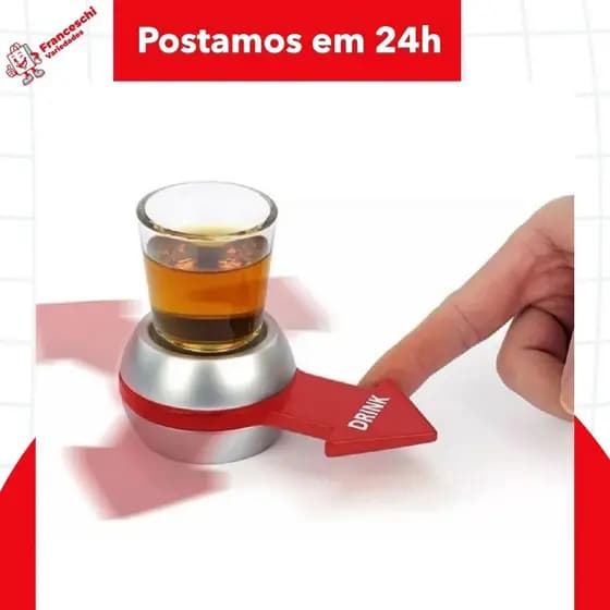 Jogo Roda Shot C/ 1 Copo De Vidro Drinks Amigos Divertido festa bebida brincadeira vira vira roleta