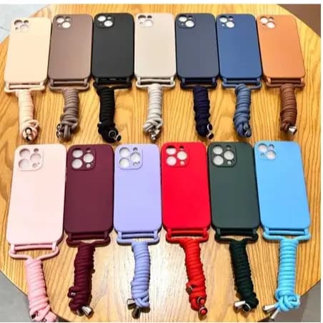 CAPA Capinha COM Alça/CORDÃO TPU LISA Silicone Aveludada PARA SAMSUNGA A06 A07 A14 A17 A26 A32 A36 A56