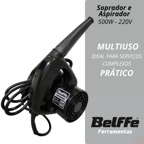 Soprador De Folhas E Aspirador Profissional Elétrico Com 6 Velocidades E Saco Coletor De 500W Belffe