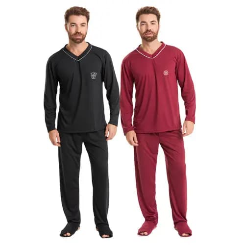 Kit 2 Pijama Longo Masculino Adulto - Pijama Para Inverno e Frio