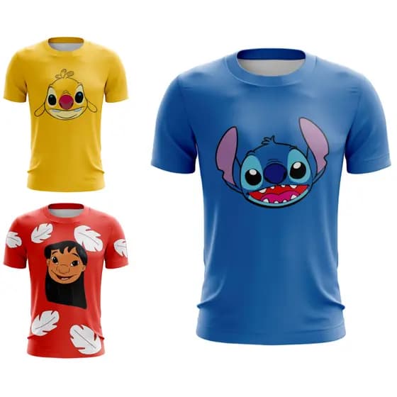 Camisa Stitch Lilo e Stitch personagem adulto e infantil Reuben varios modelos