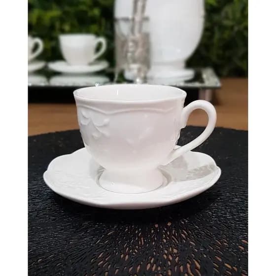 Xícara com pires Grande ou pequena de porcelana borboleta branca com detalhes Butterfly