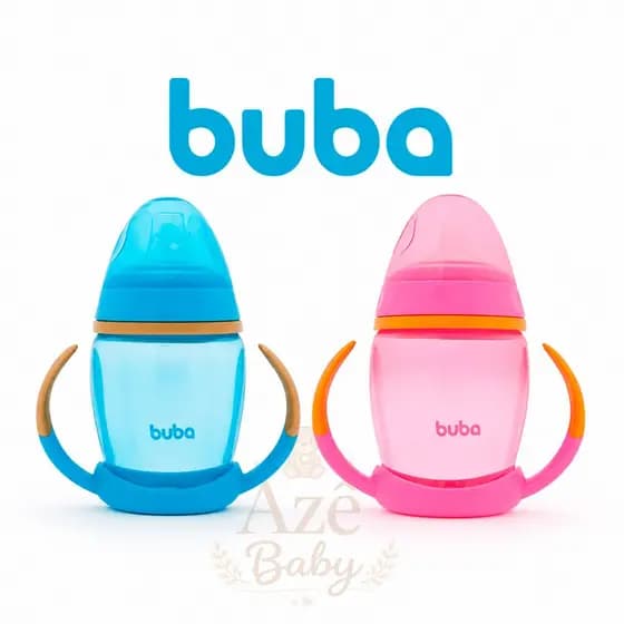 Copo de treinamento Buba com Alça Removível Bebe Infantil Bico em Silicone Rosa Azul 250ml