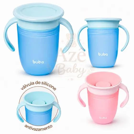 Copo De Treinamento bebê infantil 360º Com Alça Antivazamento Buba Introdução Alimentar 210 ml