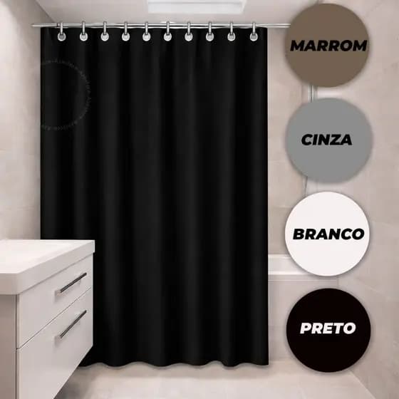 Cortina De Box Banheiro Vinil Resistente Sem Visor Impermeável Antimofo 1,38m X 1,98m