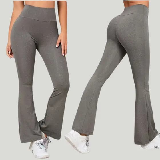 Kit 2 Calça Legging Flare Feminina Bailarina Suplex Boca de Sino Cintura Alta zero transparencia