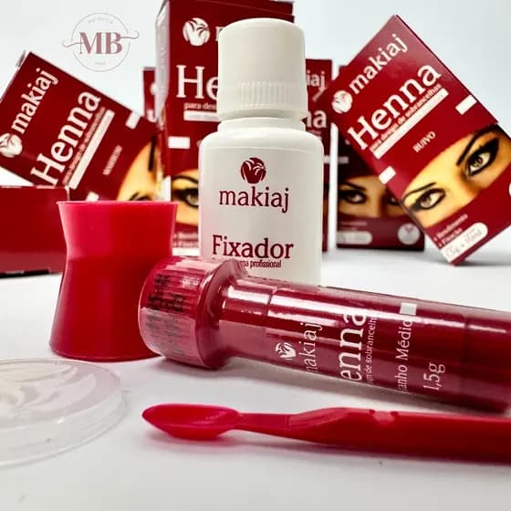 Kit 2 Hennas Henna Para Sobrancelhas Makiaj 1,5g + Fixação Alta Rendimento Original