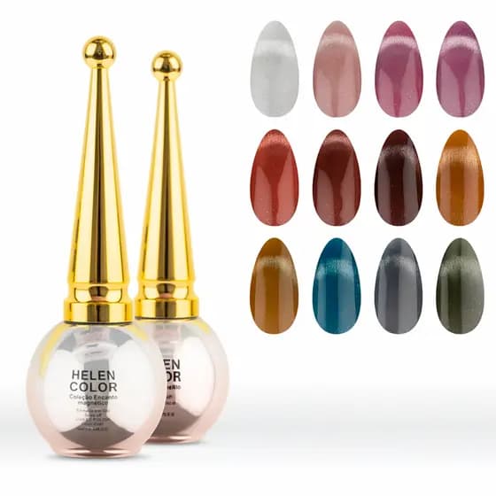 Helen Color Esmalte Magnético em Gel Efeito Cat Eye Brilho Intenso Alta Durabilidade 15ml - 51 ao 102