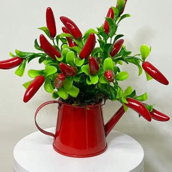 Mini flor artificial com vaso de recado o prastico