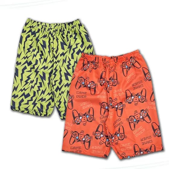Kit c/2 Bermudas Moletinho Estampadas Verão Menino Juvenil Tam 10 ao 16