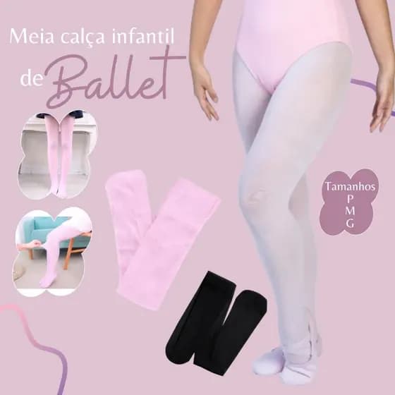Meia Calça Infantil para Ballet Confortável Apresentações Resistente