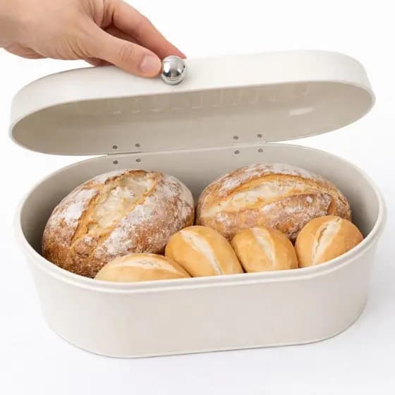 Porta Pão Grande em Lata Preto ou Branco Perolado – Organizador de Bancada Cantinho do Café