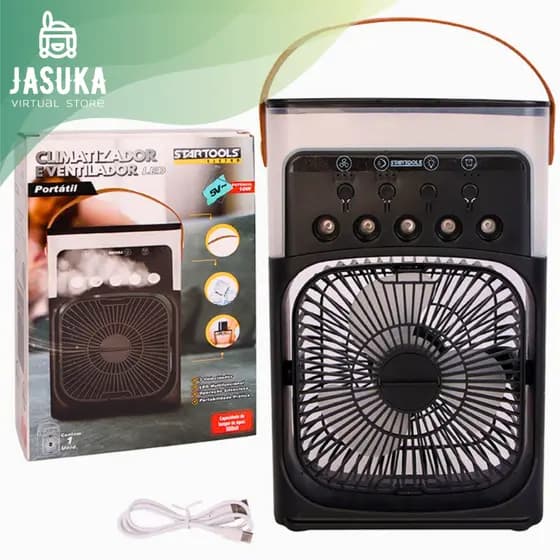 Mini Ar Condicionado Climatizador Umidificador Ventilador Água Com LED Portátil