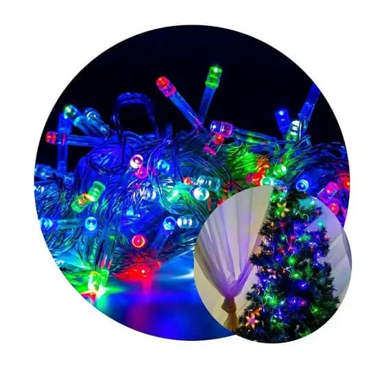 Cordão de 100 Lâmpadas LED Gota Colorida 10 Metros Fio