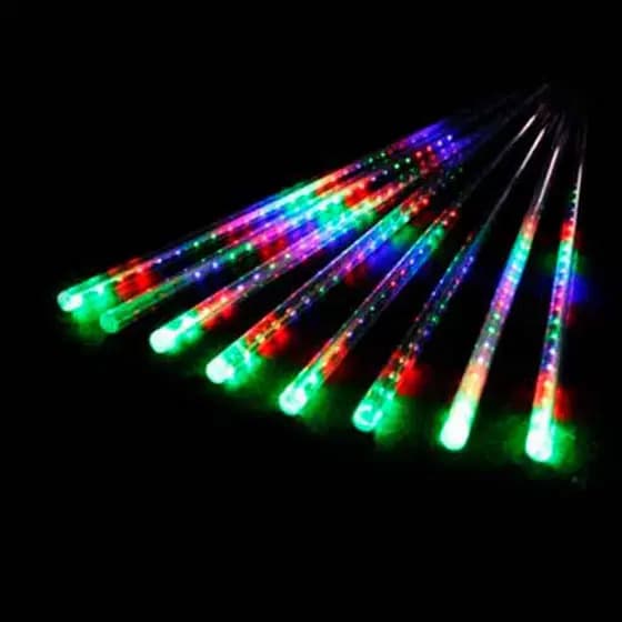 Ilumine Seu Natal com 8 Tubos De Luz Led Cascata Colorida