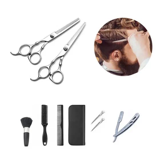 Kit Cortar Cabelo Tesouras Profissionais Aço Inox Prateado