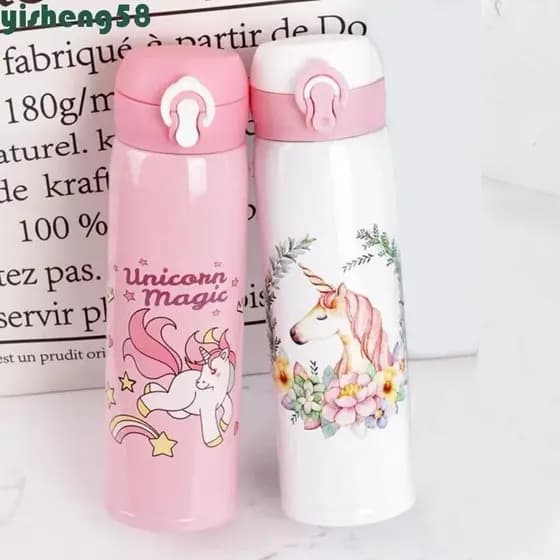 Garrafa térmica de aço inoxidável Unicornio/Stitch 500ml Garrafa térmica portátil de aço inoxidável