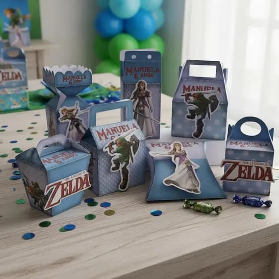 40 Lembrancinhas Zelda Aniversário Kit Festa Caixinhas Zelda personalizados Legend Of Zelda