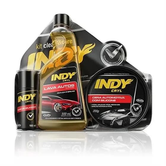 Indy Cryl Kit 6x1 Com Shampoo Automotivo, Cera Automotiva e Óleo de Silicone