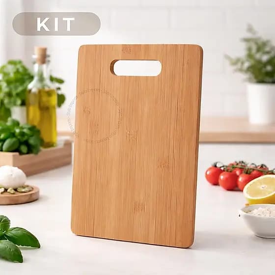 Tábua De Corte 100% Bambu Carne Churrasco Legumes Antibacteriana Fruta Com Alça 30x20 e 32x22