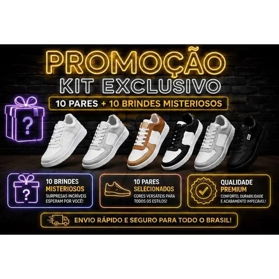 KIT 10 Pares Tênis Masculino Esportivos para Academia lcaminhada leve macio ENVIO IMEDIATO FULL