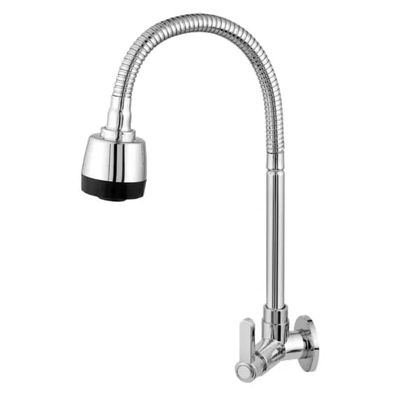 Torneira Gourmet Flexível Em Inox Com 1/4 De Volta De Parede Para Cozinha Cromado