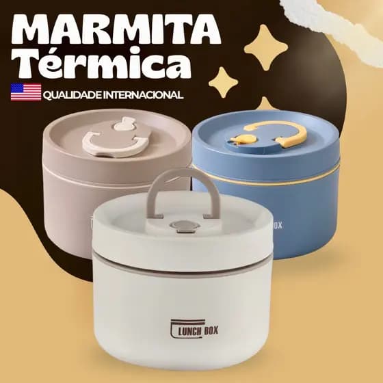 Marmita Térmica Hermética 620ml em Aço Inoxidável Com Alça - Qualidade Internacional