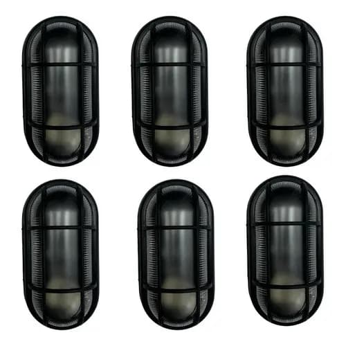 Kit 6 Und Arandela Preto Tartaruga C/ Grade 1 X E27 Opl Preto