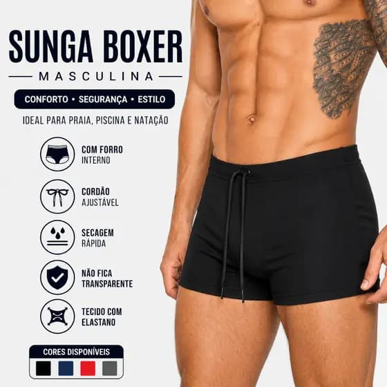 Sunga Boxer Masculina Com Forro Praia Piscina Natação Adulto Pronta Entrega
