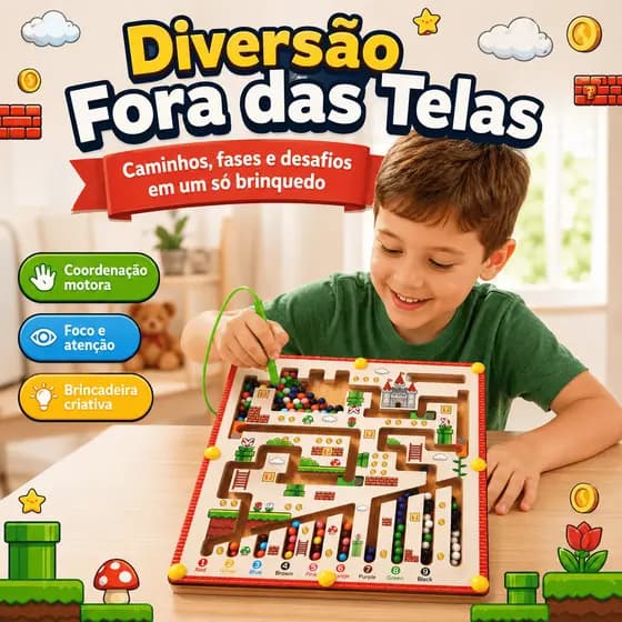 Jogo Labirinto Aventura Game Retrô Magnético Reino Mágico