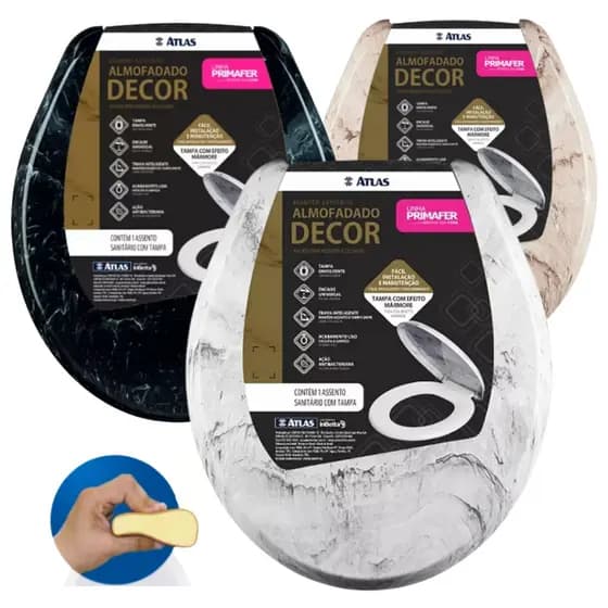 Assento Tampa Vaso Sanitário Almofadado Mármore Oval Universal