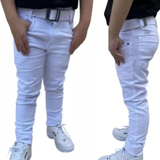 Calça Branca Infantil Menino Bebê Sarja Masculino
