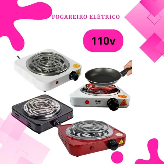 Fogão Fogareiro Elétrico 4 Cores 1000 Watts Cooktop 1Boca Qualquer Panela Portátil Casa Camping 110V