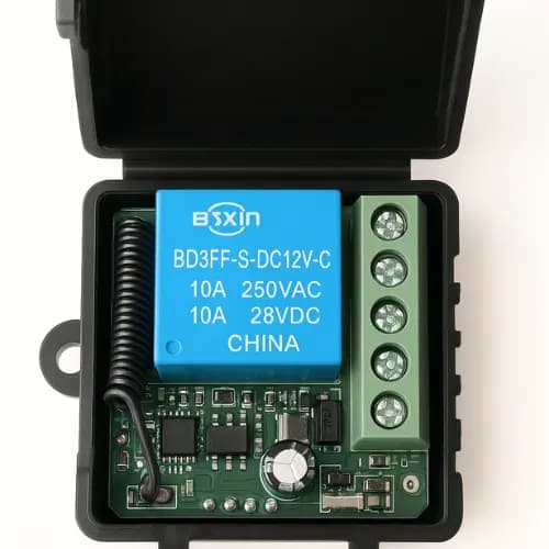 Receptor Relé Mini Módulo para Portão e Controle Remoto Portão/Garagem 433MHz DC 12V