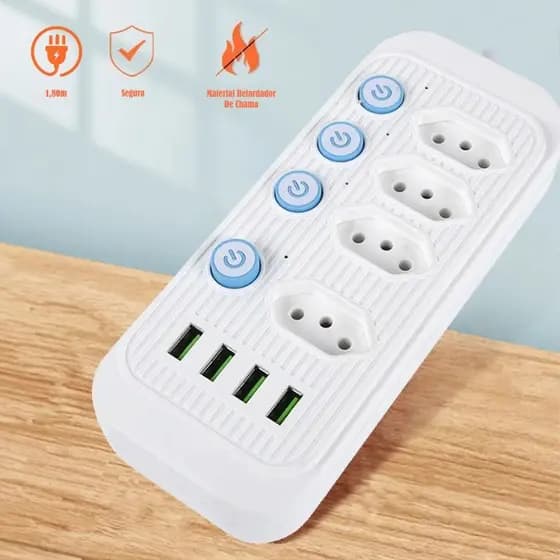 Filtro De Linha Extensão Eletrica Regua De Tomada Com Usb.