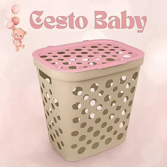 Cesto Roupas Sujas Para Bebe Cesto Baby Com Tampa Telado Com Alças E Ventilacao Material Resistente Limpeza Organização