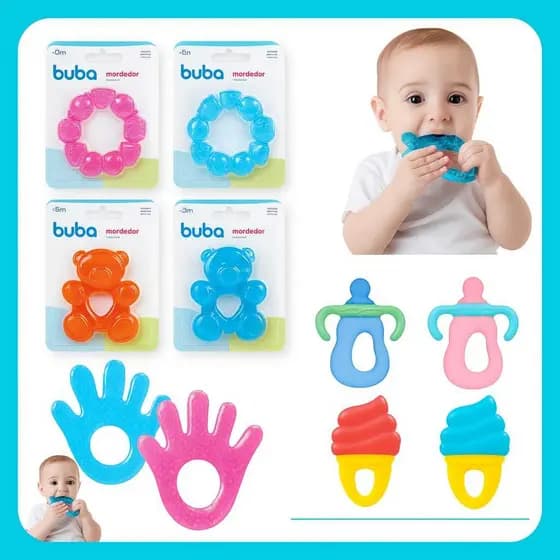Mordedor Massageador Gengiva Dentinhos Bebe De Silicone Varios Modelos Mordedor Agua Buba Seguro Alta Qualidade